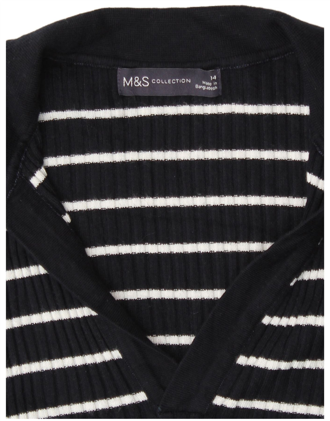 Marks & Spencer Suéter tipo jersey con cuello tipo polo para mujer UK 44 Rayas azules medianas