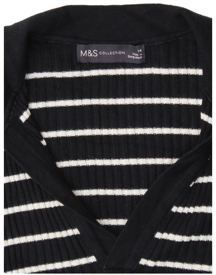 Marks & Spencer Suéter tipo jersey con cuello tipo polo para mujer UK 44 Rayas azules medianas