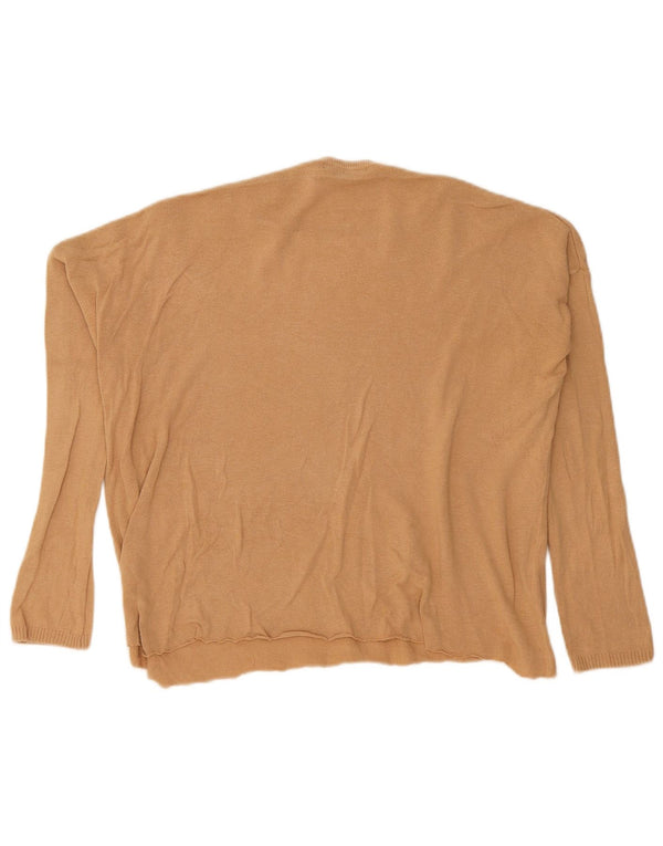 Zara Mujer Suéter De Cuello Redondo De Gran Tamaño UK 44 Medio Beige