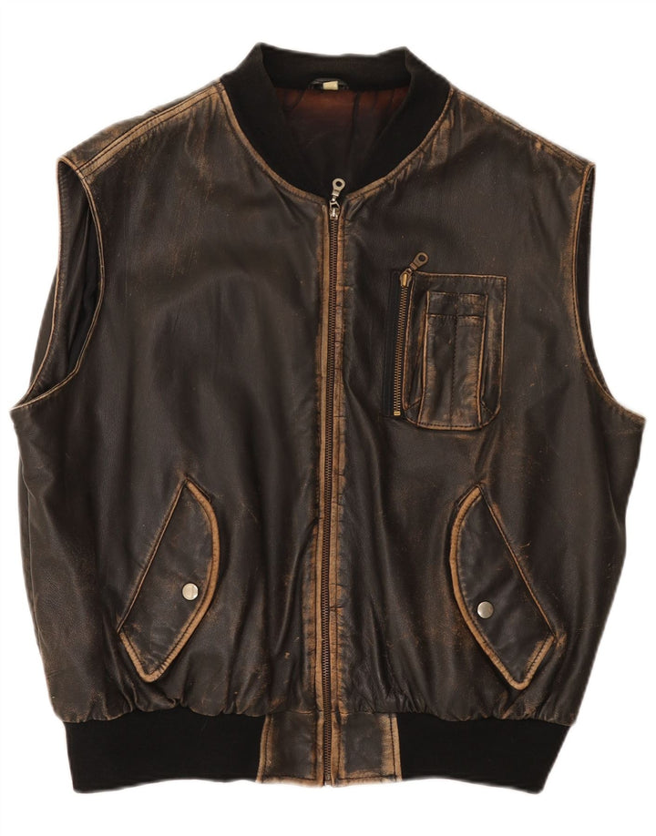 Conbipel Chaleco de cuero para hombre IT 50 Cuero marrón grande