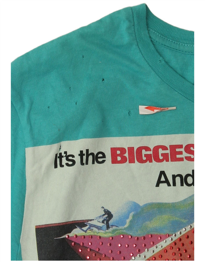 Zara Hombre Camiseta Gráfica Top Small Algodón Azul