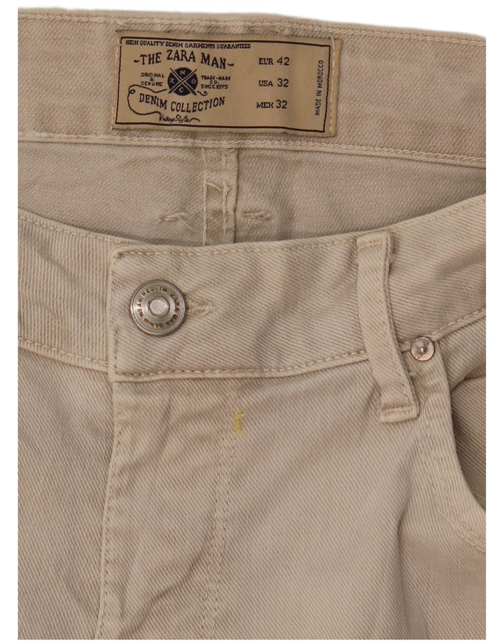 Zara Pantalones cortos casuales para hombre EU 42 Large W32 Beige