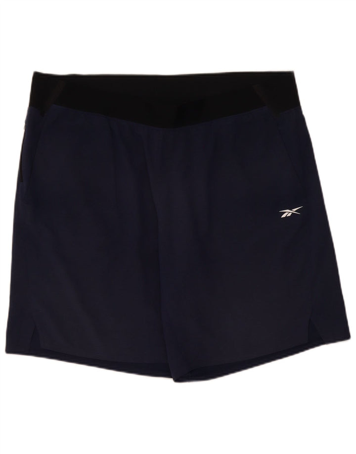 Reebok Pantalones cortos deportivos para hombre XL Azul marino Colorblock Poliéster