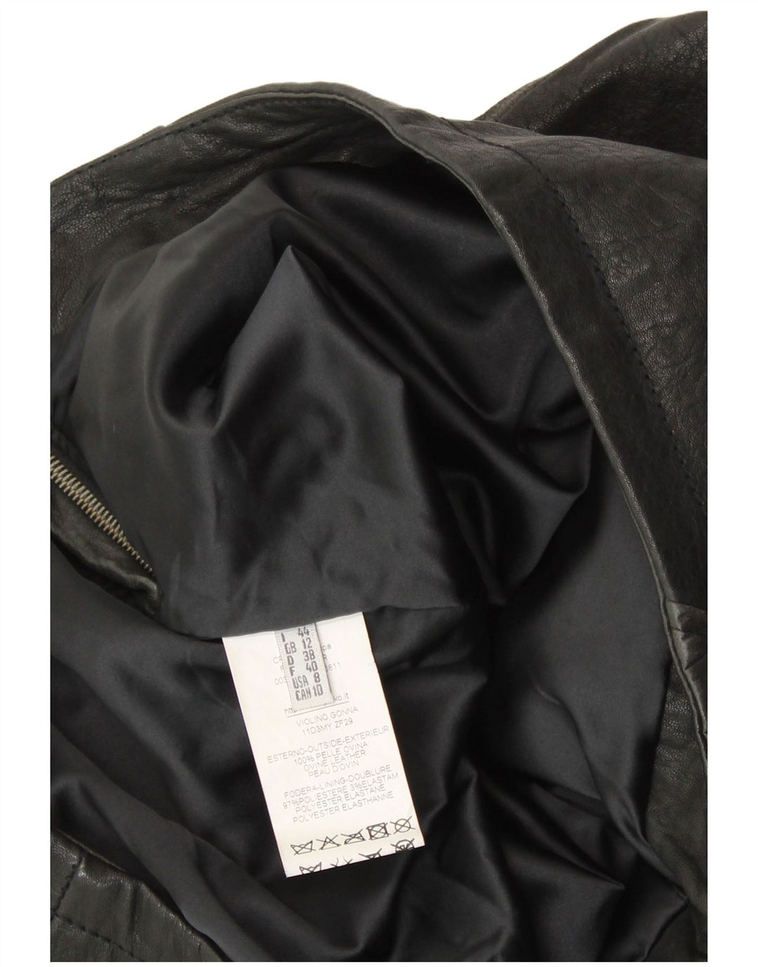 VINTAGE Falda de cuero para mujer Reino Unido 12 Medio W30 Cuero patchwork negro