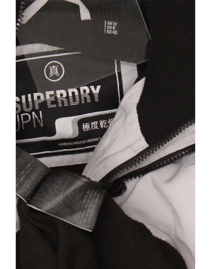 Superdry Chaqueta impermeable con capucha para mujer, Reino Unido 40, Poliéster gris medio