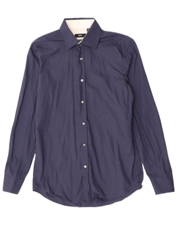 Hugo Boss Camisa Slim Fit para hombre Talla 40 15 3/4 Algodón azul marino mediano