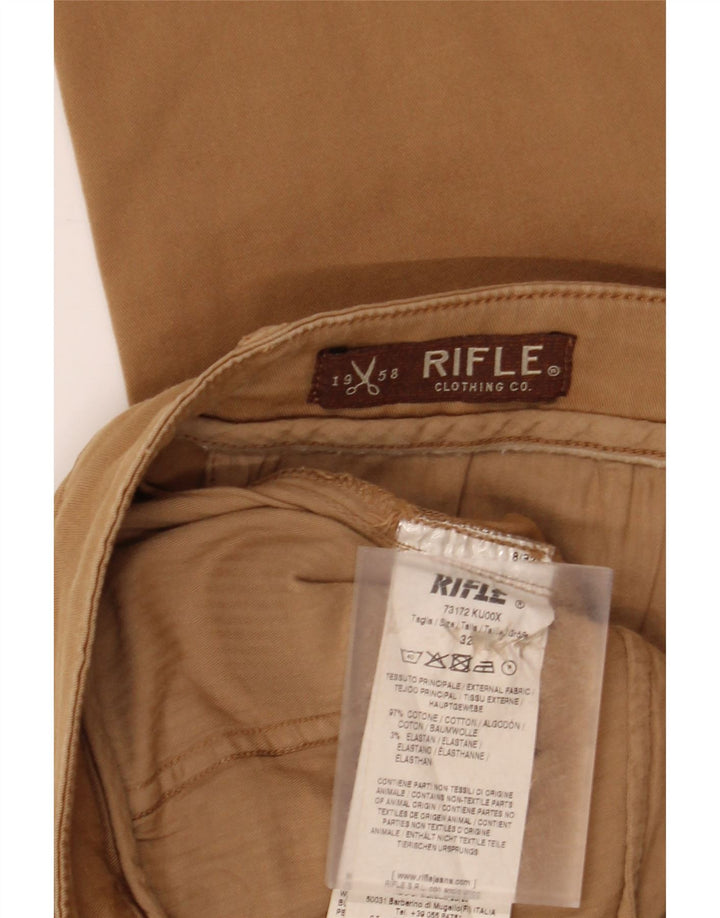 RIFLE Pantalón chino ajustado para hombre W32 L30 Algodón beige