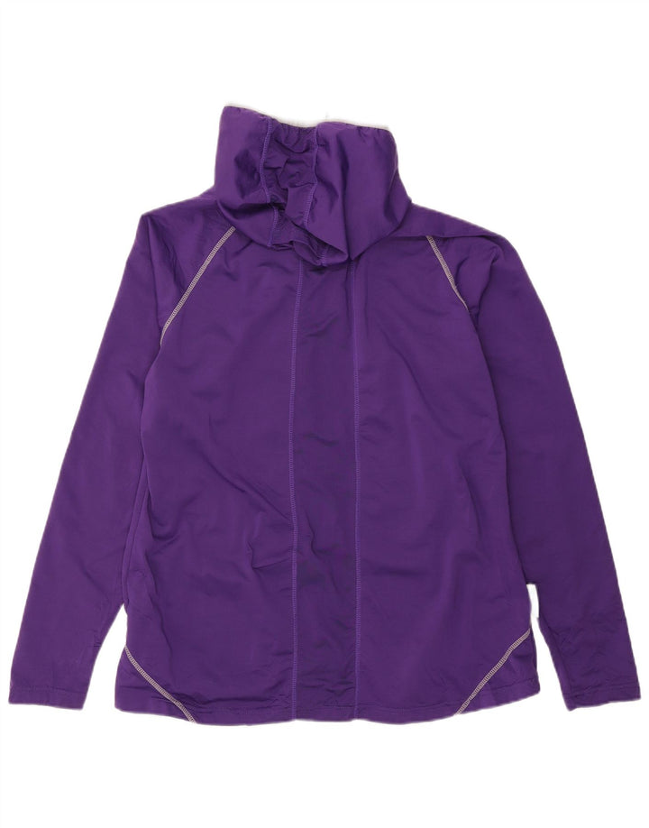 Mountain Warehouse Camiseta con cuello y cremallera y capucha para hombre, manga larga, color morado medio