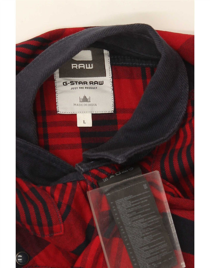 G-Star Hombre Camisa De Franela De Algodón A Cuadros Rojos Grandes