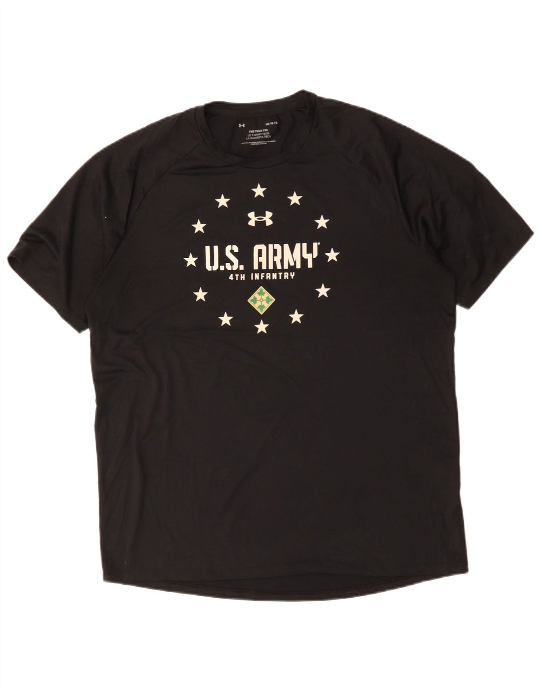 Under Armour Camiseta con gráfico del ejército de EE. UU. para hombre, talla grande, color negro
