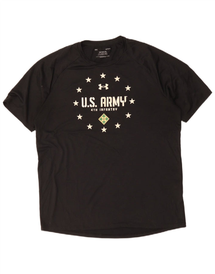 Under Armour Camiseta con gráfico del ejército de EE. UU. para hombre, talla grande, color negro