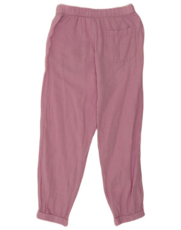 Zara Mujer Pantalones Cortos De Corte Relajado Pequeño W26 L25 Lino Rosa