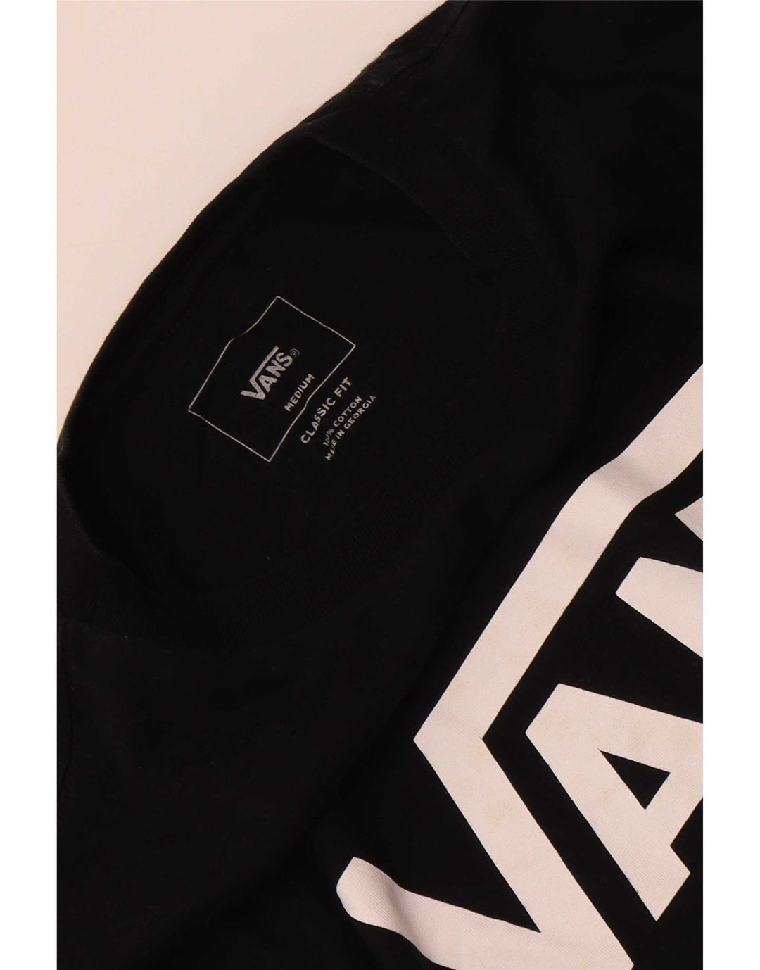 Vans Hombre Classic Fit Graphic Top Manga Larga Algodón Negro Mediano
