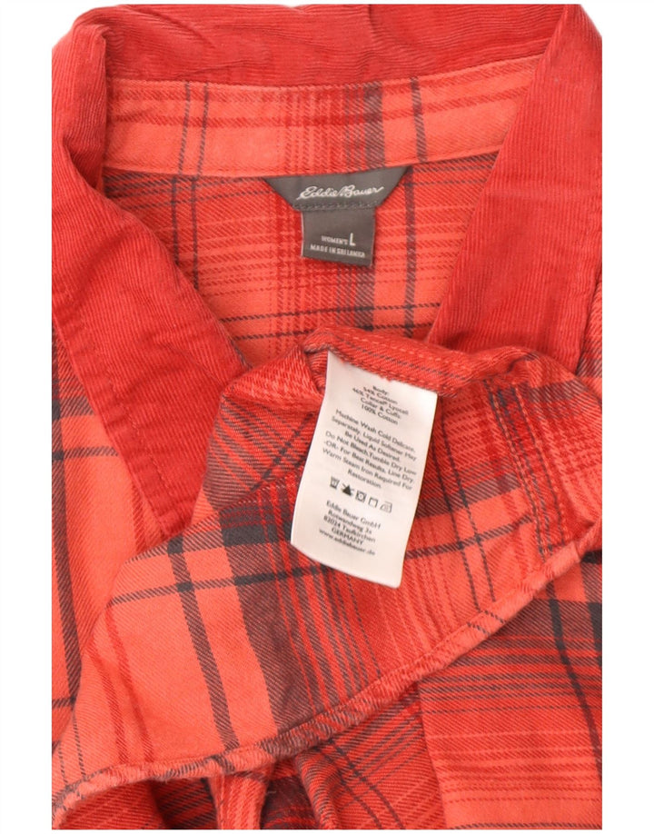 EDDIE BAUER Camisa de franela para mujer UK 46 Algodón a cuadros rojos grandes