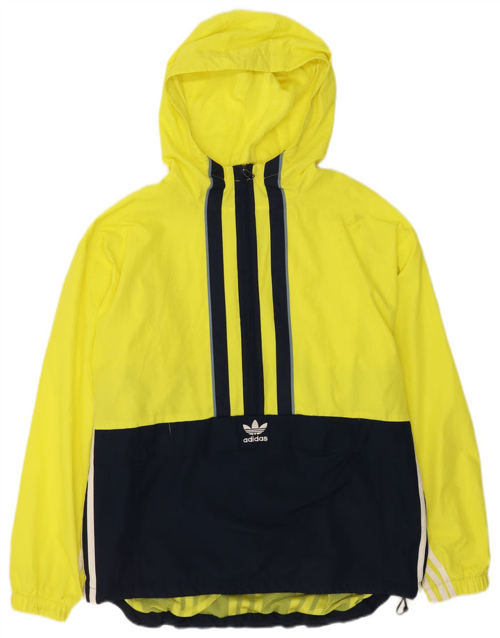 Adidas - Chaqueta impermeable con capucha para hombre, talla 36, color amarillo pequeño