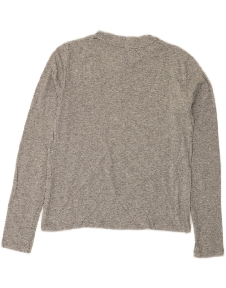 CALVIN KLEIN JEANS Top gráfico para mujer de manga larga UK 6 XS Gris moteado