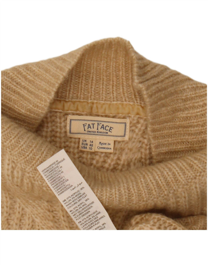 Suéter tipo jersey con cuello de tortuga para mujer de Fat Face UK 44 Large Beige Argyle/Diamond