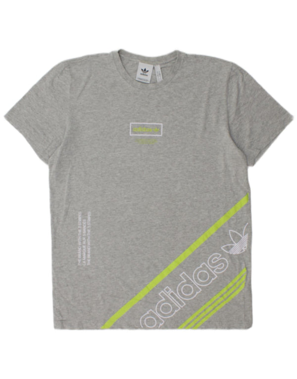 Adidas Camiseta gráfica para hombre Top grande de algodón moteado gris