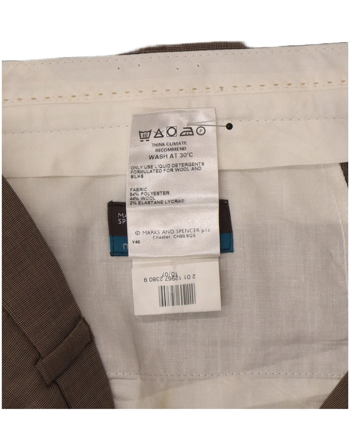 Marks & Spencer Pantalón de traje con pinzas a medida para hombre W38 L29 Poliacrílico gris