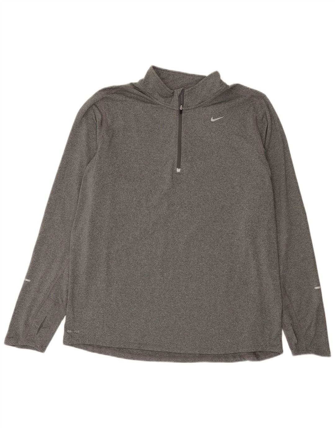 Nike Camiseta Dri Fit con cuello y cremallera de manga larga para hombre XL Poliéster moteado gris