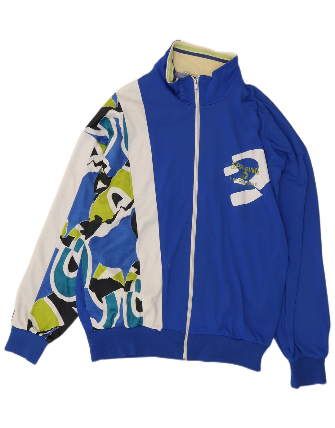 SPALDING Chaqueta superior de chándal con gráfico para hombre, color azul grande, color block