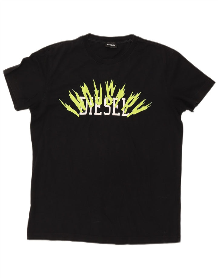 DIESEL Camiseta gráfica para mujer Top UK 44 Mediano Algodón negro
