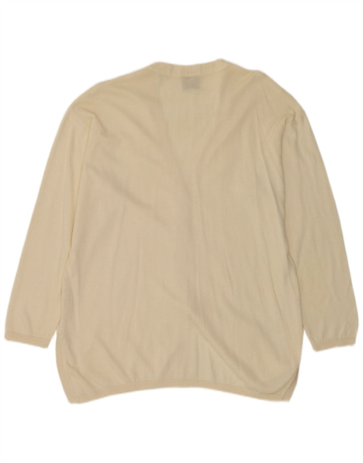 Krizia Suéter tipo cárdigan extragrande para mujer UK 18 XL Algodón blanco roto