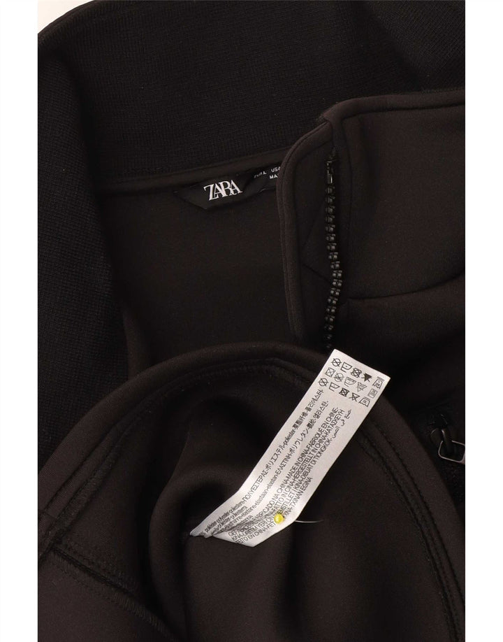 Zara Chaqueta Bomber para Mujer UK 44 Grande Poliéster Negro