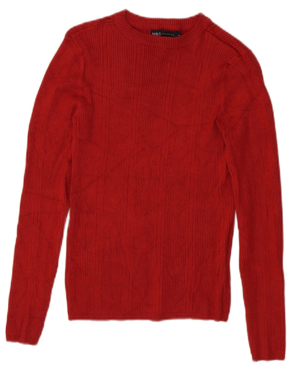 Marks & Spencer Jersey con Cuello Barco para Mujer UK 8 Small Borgoña Viscosa