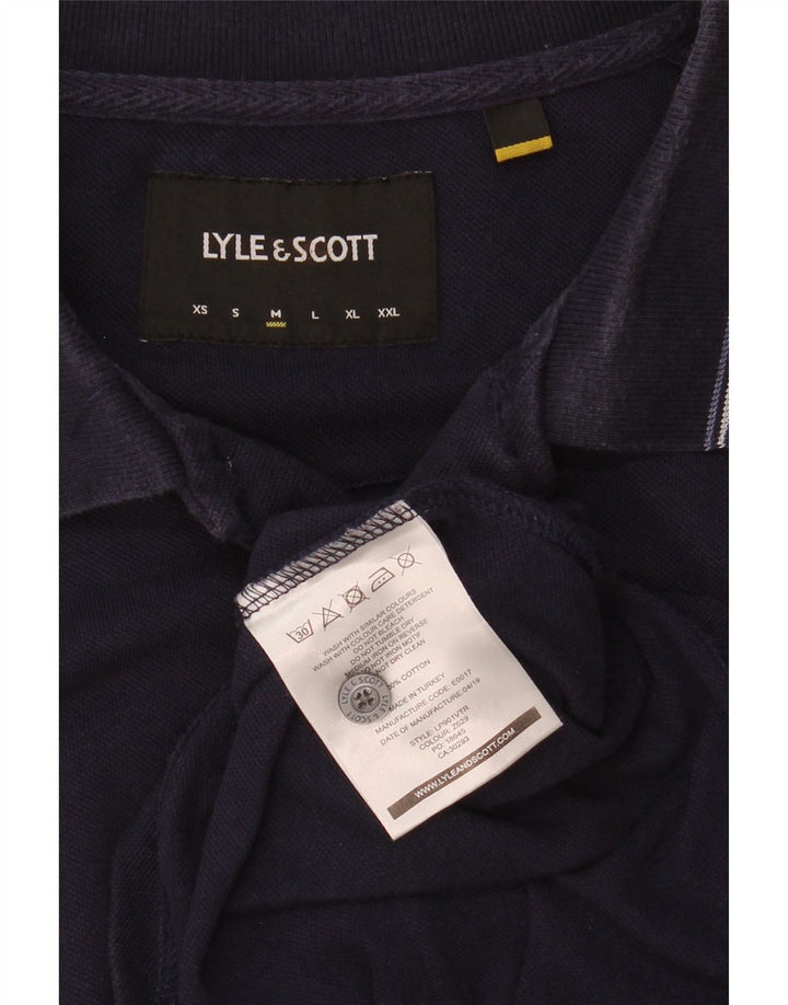 Lyle & Scott Polo de manga larga para hombre de algodón azul marino medio