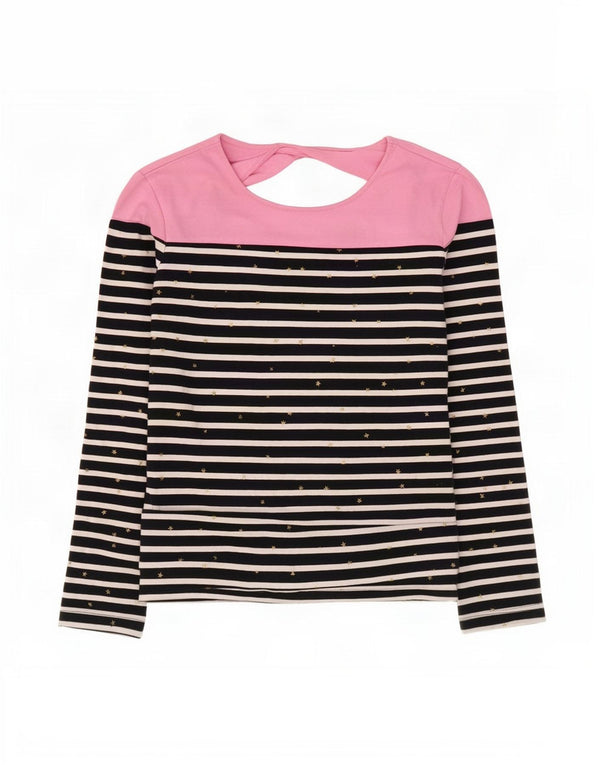 Superdry Mujer Top Manga Larga UK 40 Medio Azul Marino Rayas Algodón