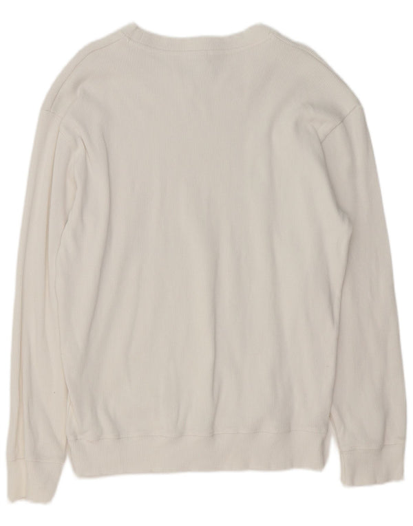 Zara Hombre Jersey Con Cuello Barco Jersey Grande Algodón Blanco