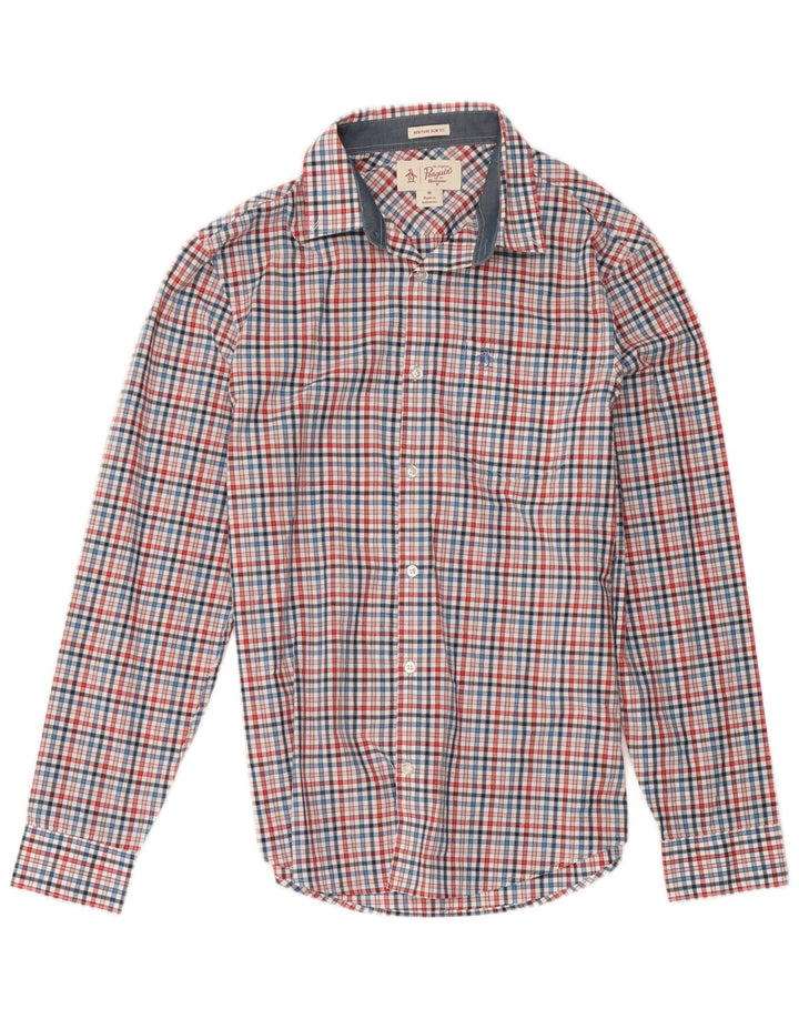 Camisa de corte slim Heritage Heritage de Penguin para hombre de algodón a cuadros multicolor mediano