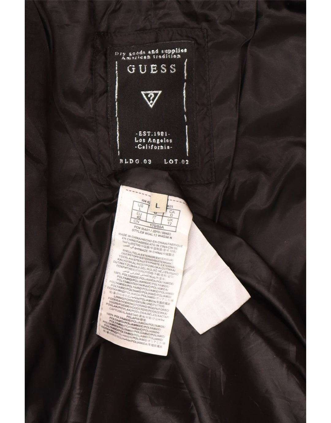Guess Abrigo acolchado para mujer UK 42 Mediano Poliamida negra