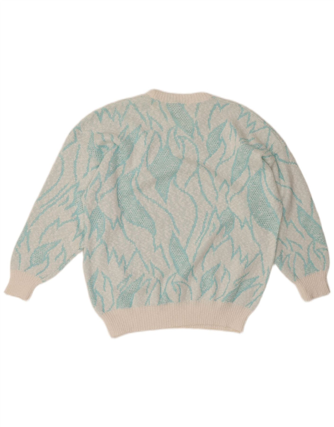 VINTAGE Jersey de cuello redondo para mujer IT 50 XL Bloque de color turquesa