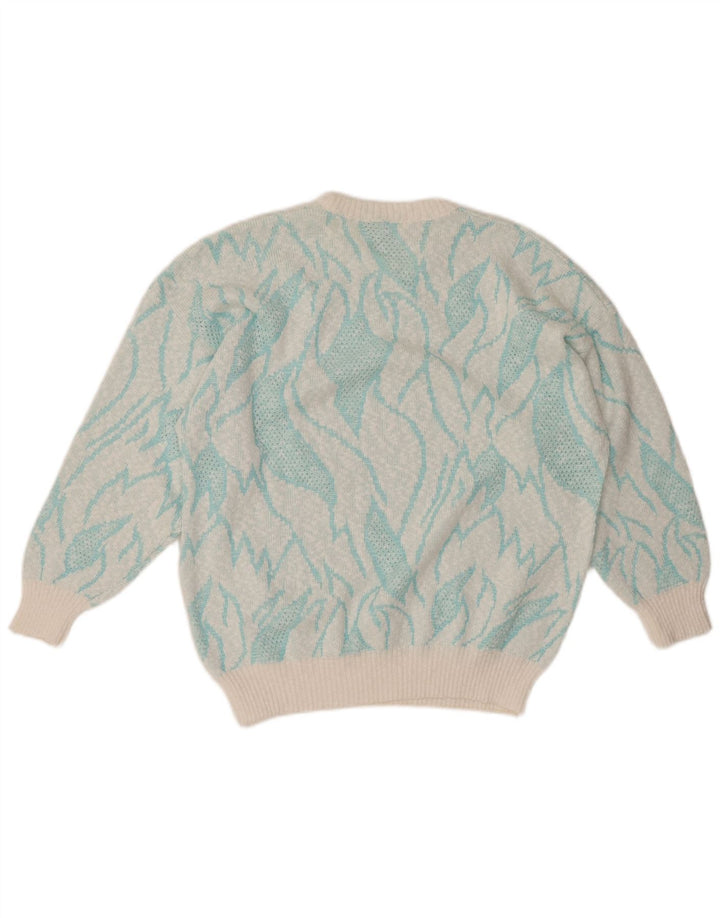 VINTAGE Jersey de cuello redondo para mujer IT 50 XL Bloque de color turquesa