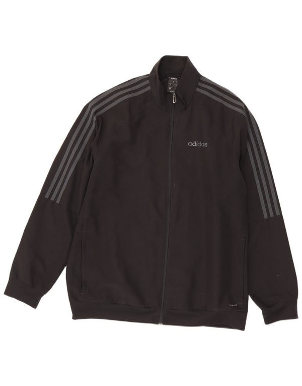 Adidas Mens Climalite Chándal Top Chaqueta Grande Negro Poliéster