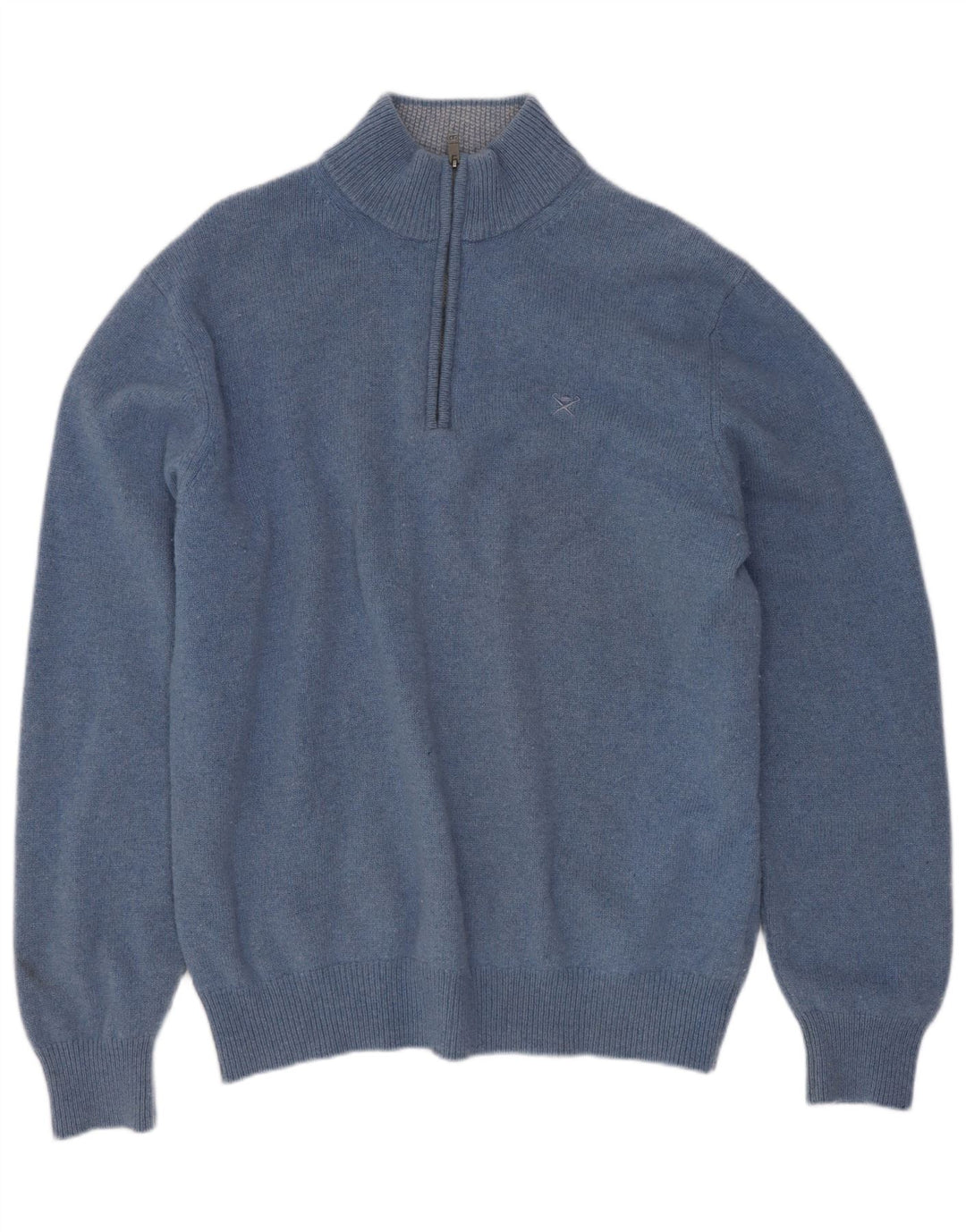 Hackett Hombre Zip Neck Jumper Sweater Large Lana Azul