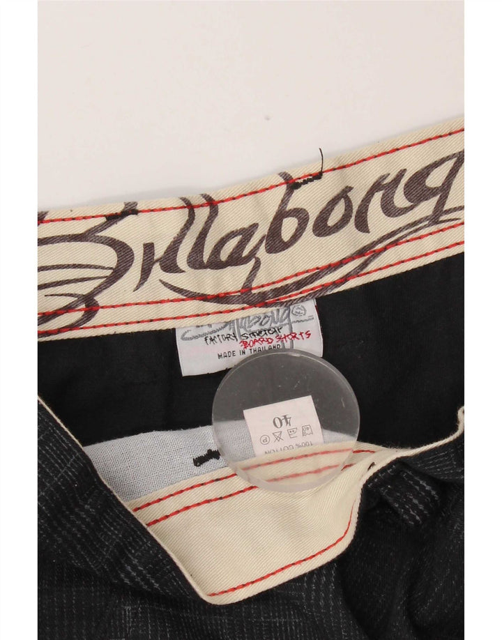 Billabong Pantalones cortos chinos para hombre W40 XL Algodón a cuadros negros