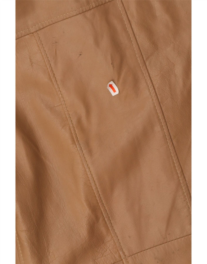 VINTAGE Womens Leather Jacket IT 42 Medium Beige Leather