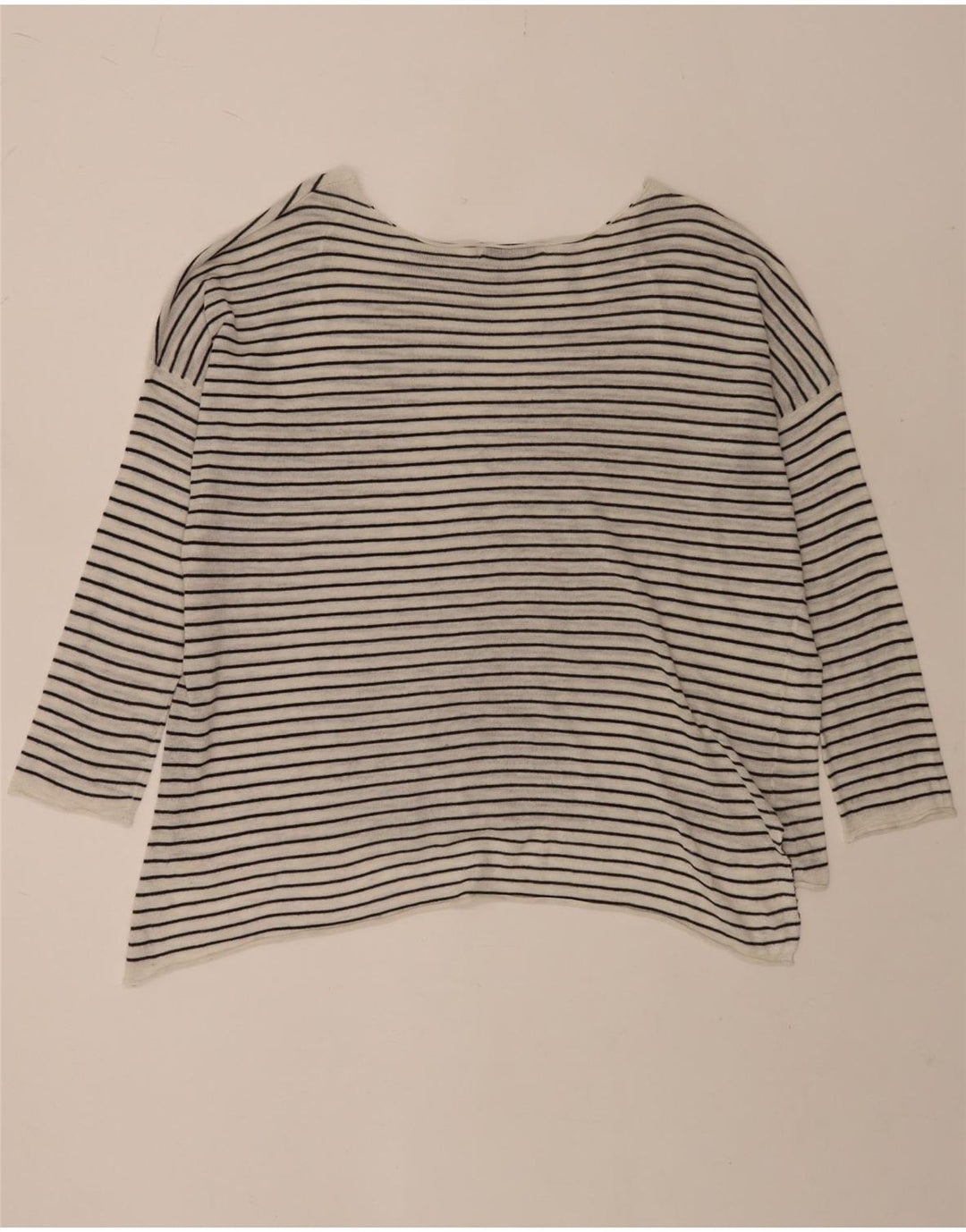Zara Mujer Top Extragrande Manga 3/4 UK 40 Pequeño Poliéster A Rayas Blancas