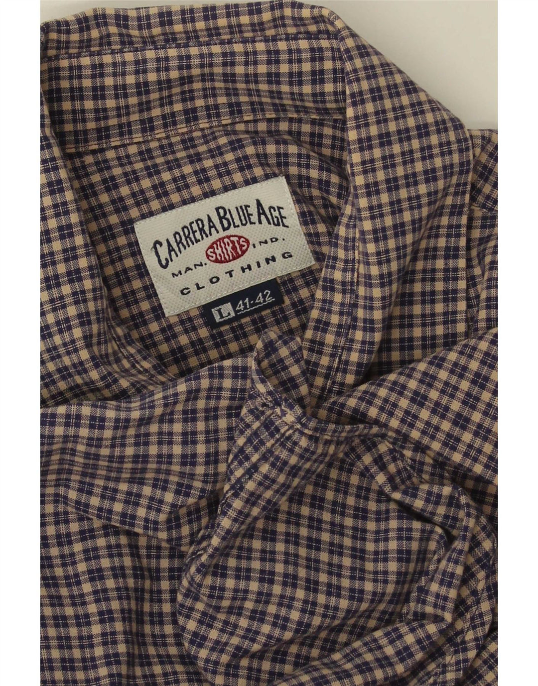 Carrera Camisa De Franela Para Hombre Talla 41/42 Grande Azul Marino Cuadros