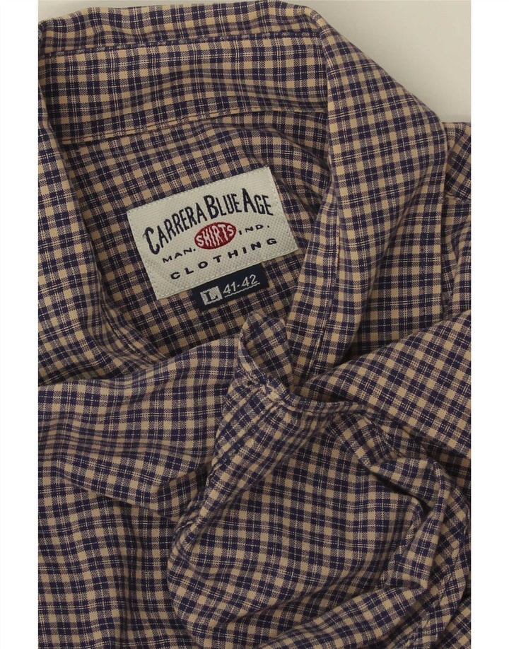 Carrera Camisa De Franela Para Hombre Talla 41/42 Grande Azul Marino Cuadros