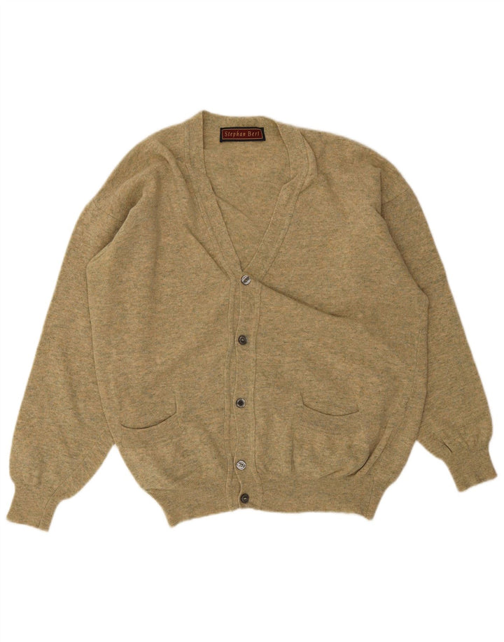 Vintage hombres Cardigan suéter XL lana verde