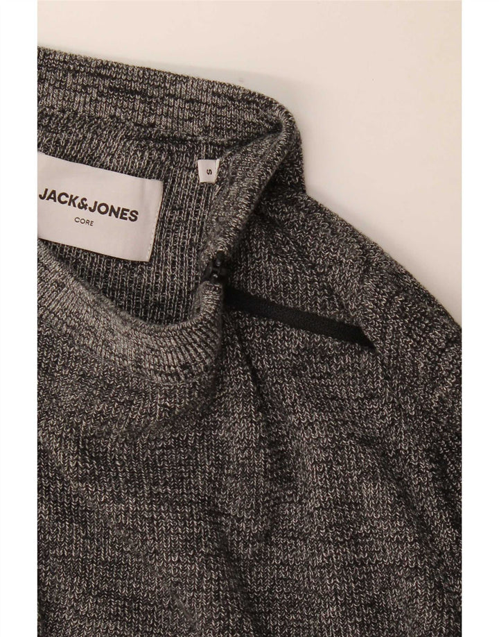 Jack & Jones Hombre Regular Fit Zip Neck Jumper Sweater Pequeño Gris Moteado