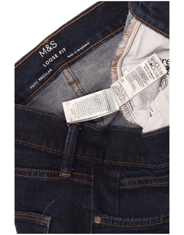 Marks & Spencer Jeans Sueltos para Hombre W32 L27 Algodón Azul Marino