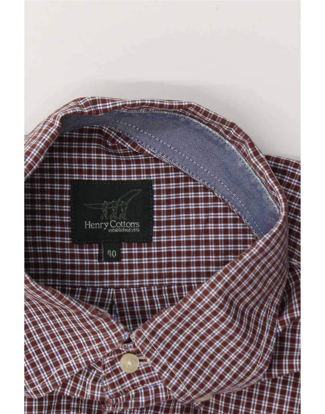 Henry Cottons Camisa de manga corta para hombre Talla 40 Medium Brown Check