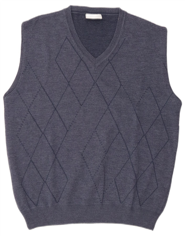 Rodes Hombre Chaleco Tank Top XL Azul Argyle/Lana Diamante