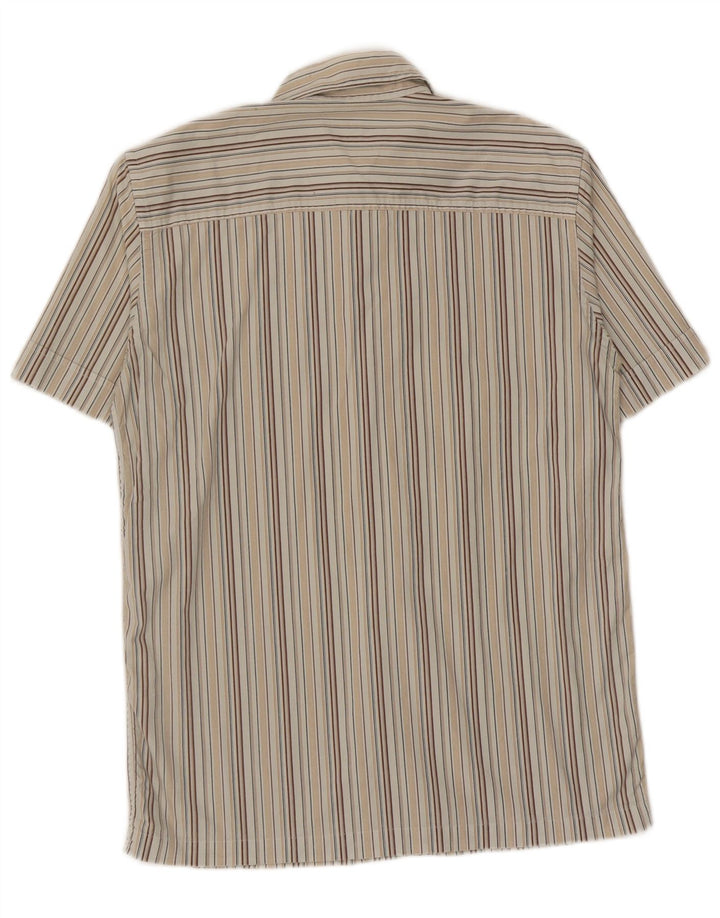 Camisa de Manga Corta para Hombre Trussardi Jeans Talla M Beige a Rayas