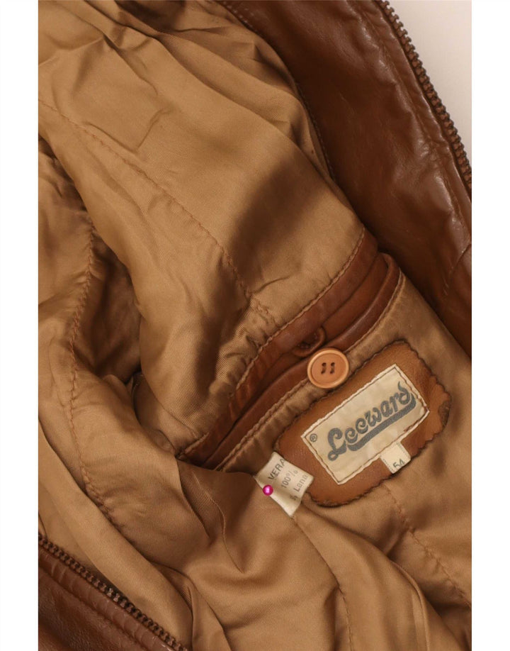 Chaqueta de cuero vintage para hombre IT 54 XL Marrón